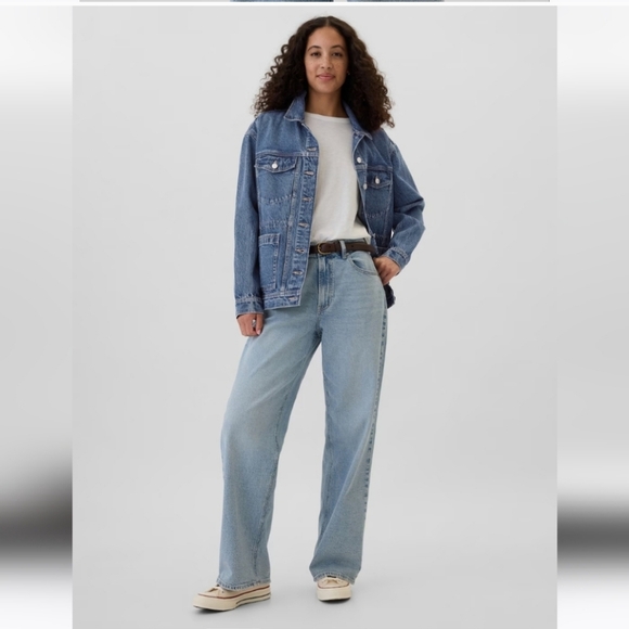 NWT GAP Oversized Cinched-Waist Denim Jacket medium rinse - Picture 3 of 6